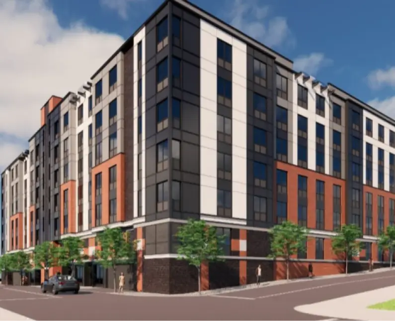 Rendering of multifamily building for construction